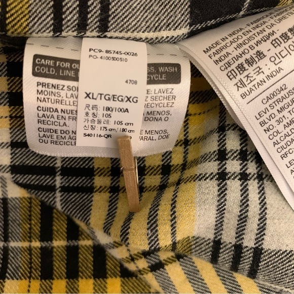 Levi's Snap Button Yellow & Black Plaid Flannel Shirt - XL (Men’s) - Picture 7 of 11